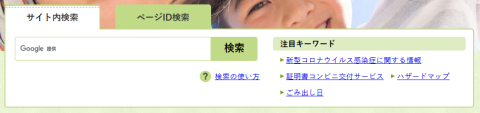 サイト内検索の画面イメージ