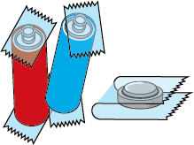 イラスト：テープを貼って絶縁した電池