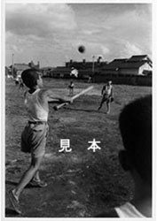 昭和31年、春日市で撮影された三角ベースのポストカードの写真