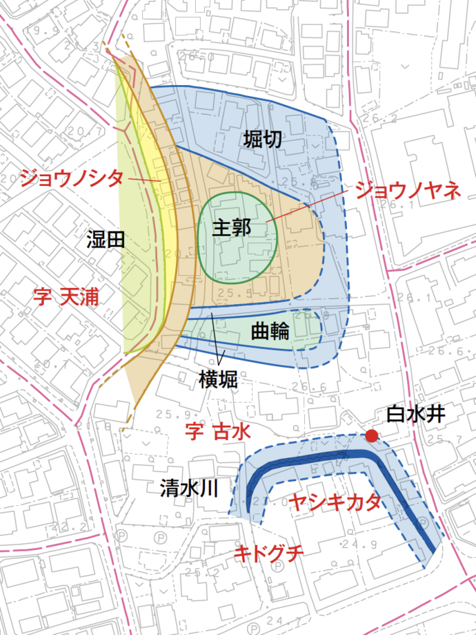 地図:天浦城の位置の復元図