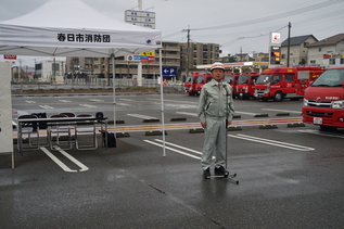 写真：訓練での市長あいさつの様子