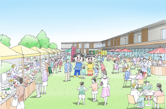 (仮称)地域共生交流施設 屋外 イベント広場(イメージスケッチ)