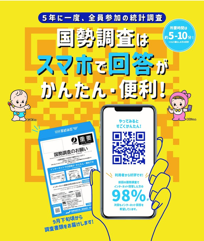 国勢調査オンライン（電子調査票）はこちら（外部リンク・新しいウインドウで開きます）